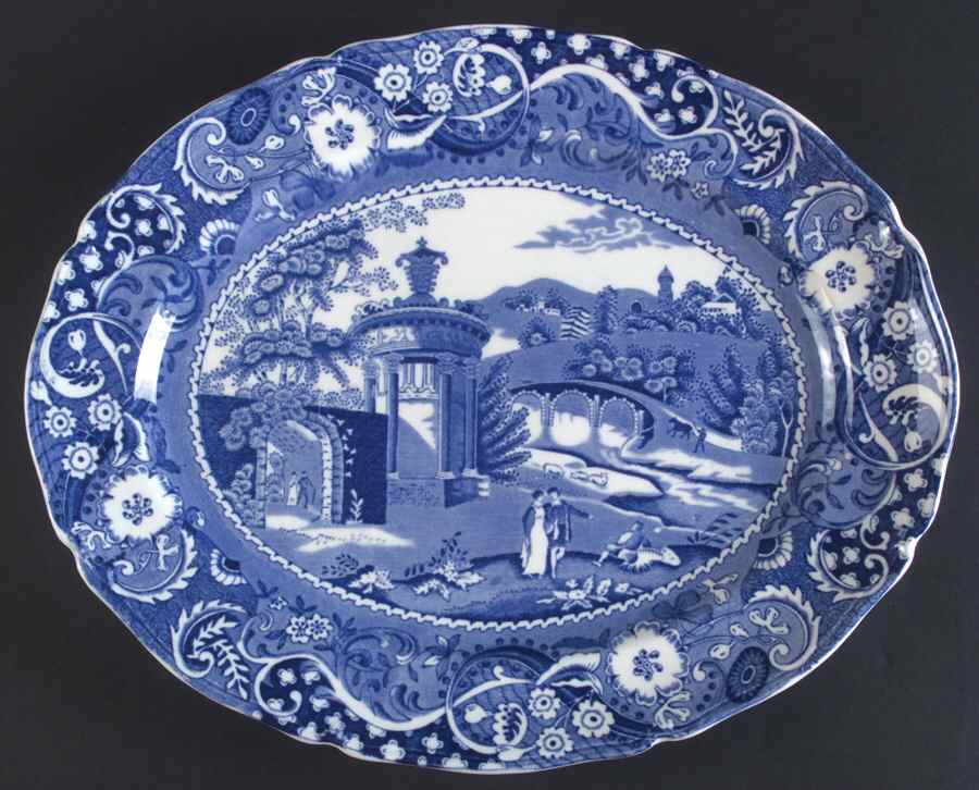 Landscape Blue 14" Oval Serving Platter by W R Midwinter Ltd-1