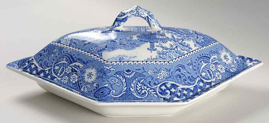 Landscape Blue Canterbury Set, Covered Side Dish by W R Midwinter Ltd-1