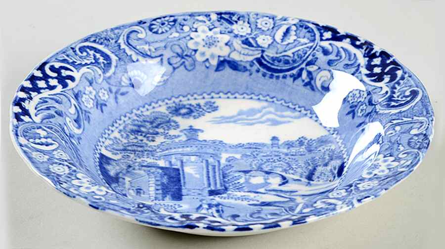 Landscape Blue Rim Fruit/Dessert (Sauce) Bowl by W R Midwinter Ltd-1