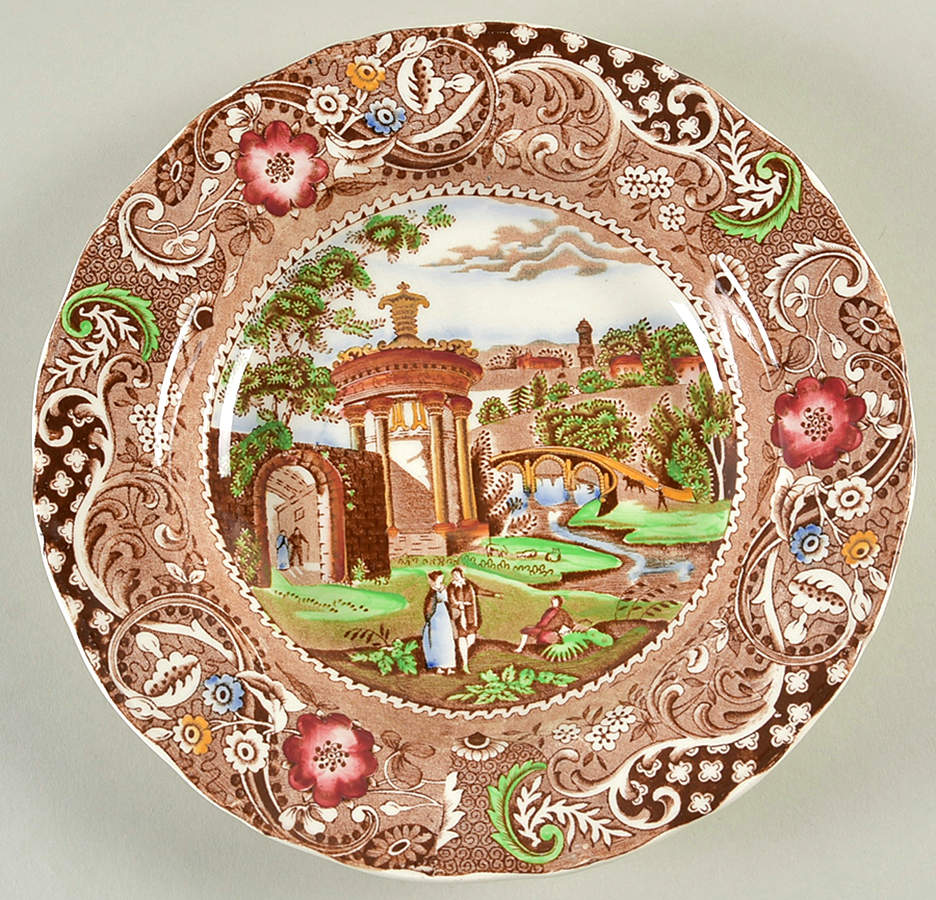 Landscape Brown Multicolor Large Rim Soup Bowl by W R Midwinter Ltd-1