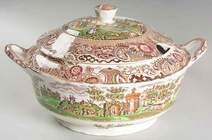 Landscape Brown Multicolor Tureen &  Lid by W R Midwinter Ltd-1