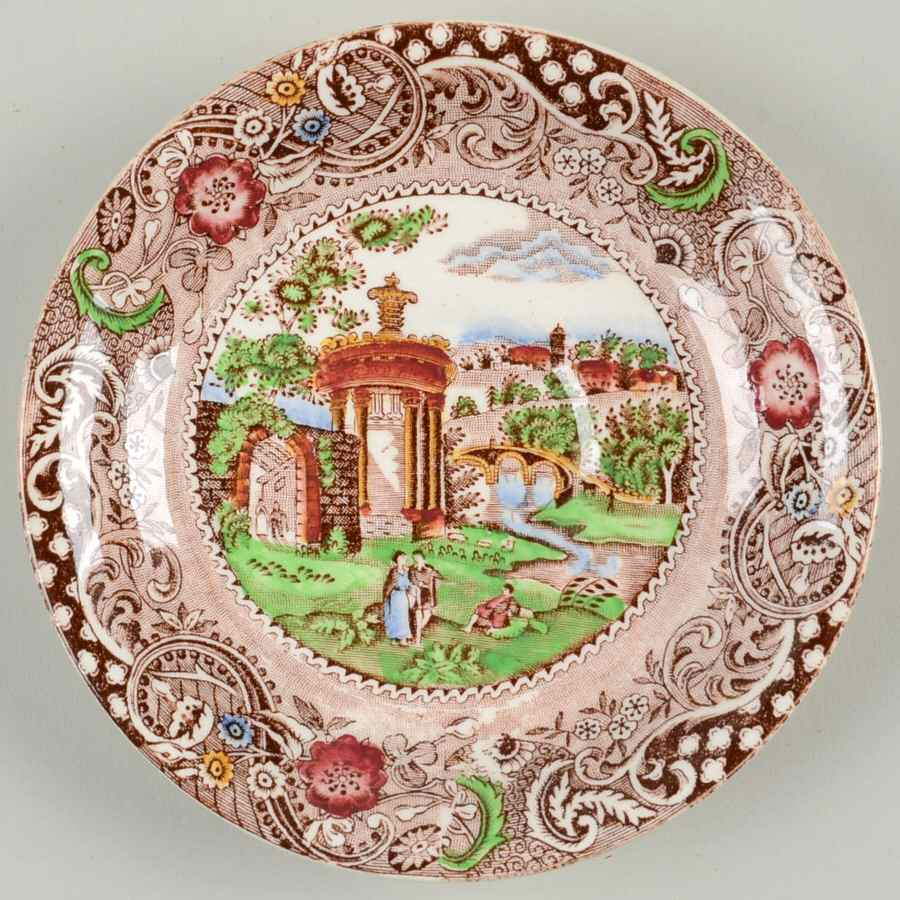 Landscape Brown Multicolor Saucer for Demitasse Cup by W R Midwinter Ltd-1