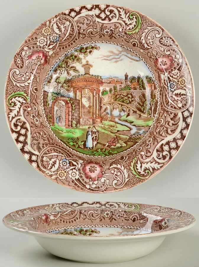 Landscape Brown Multicolor Rim Soup Bowl by W R Midwinter Ltd-1
