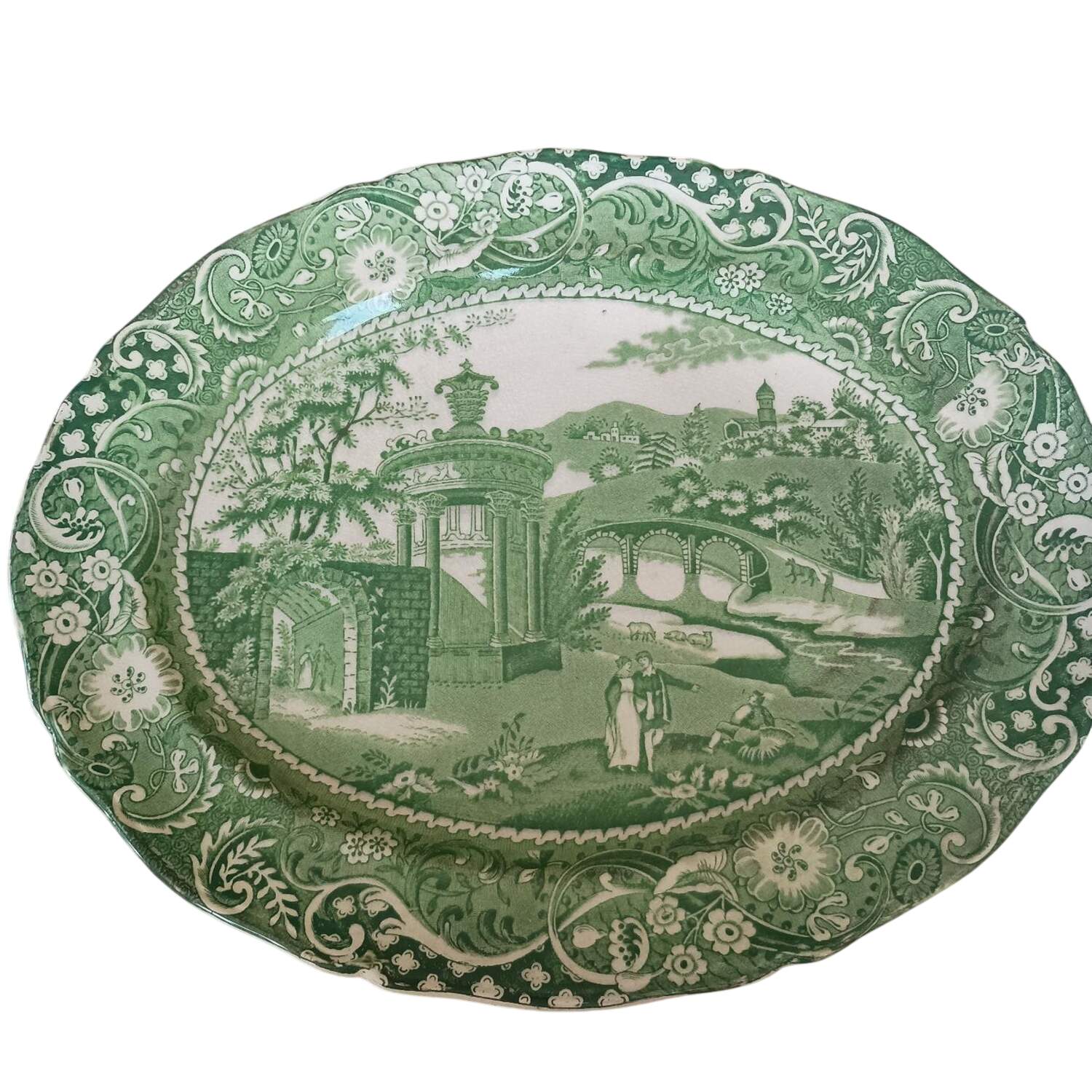 Landscape Green 12" Oval Serving Platter by W R Midwinter Ltd-1