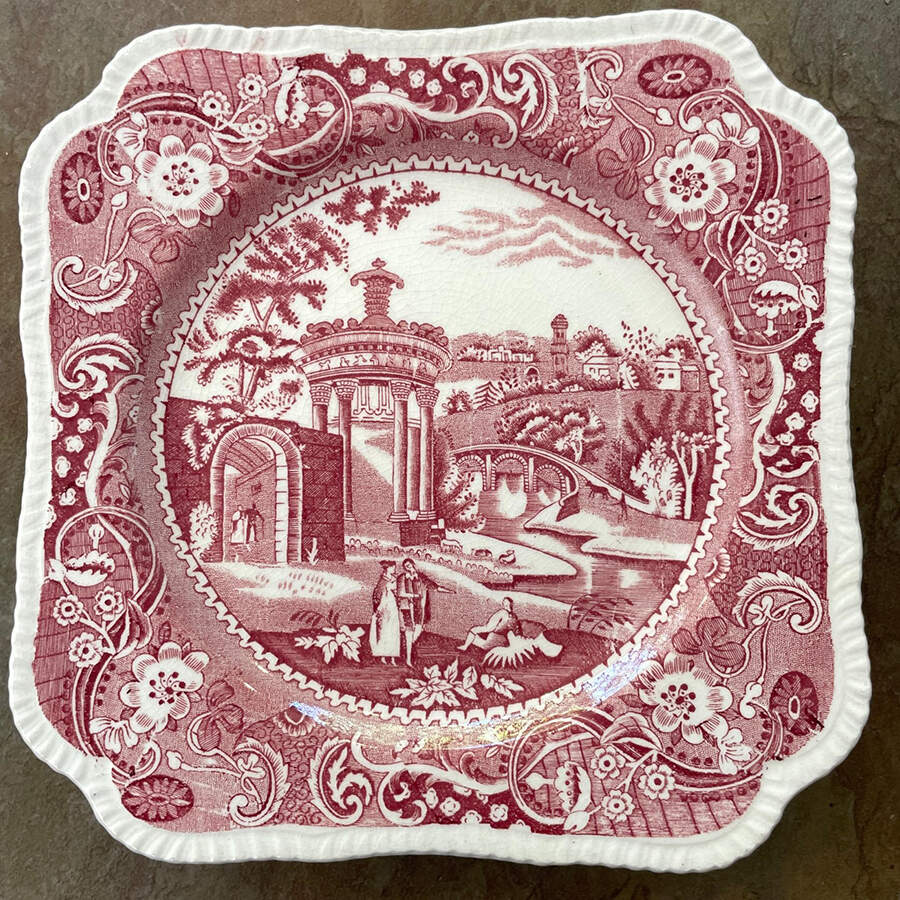 Landscape Red Square Salad Plate by W R Midwinter Ltd-1