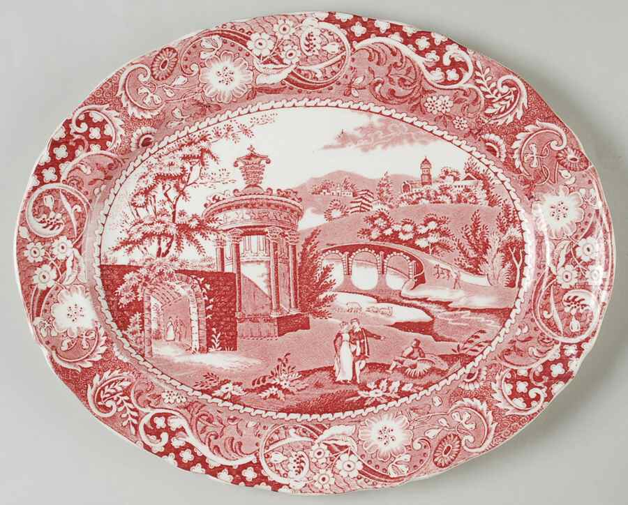 Landscape Red 12" Oval Serving Platter by W R Midwinter Ltd-1