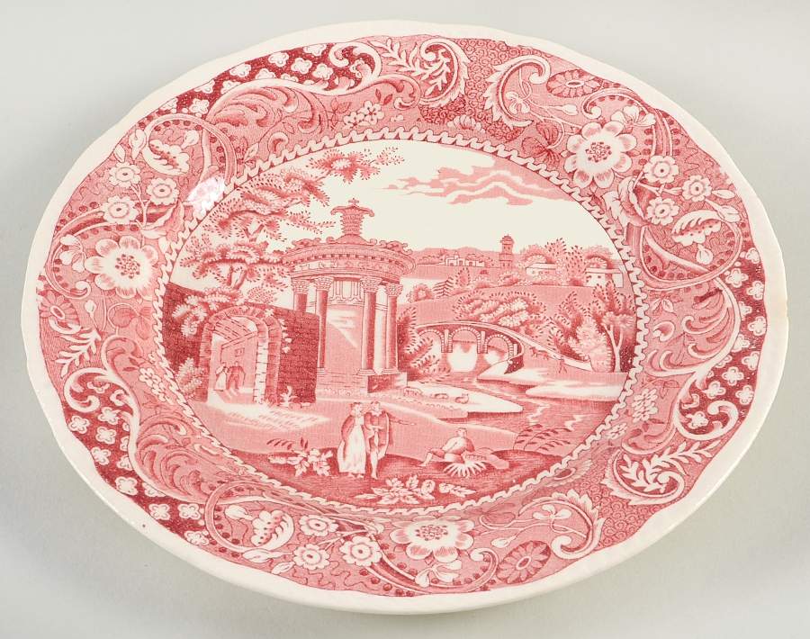 Landscape Red Luncheon Plate by W R Midwinter Ltd-1
