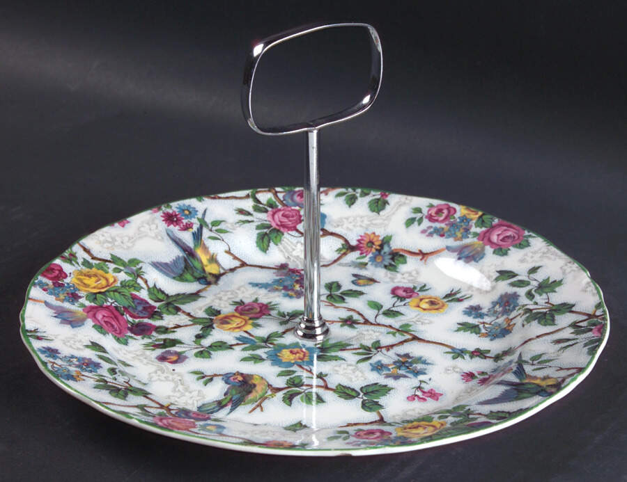 Lorna Doone Round Serving Plate with Handle (LP) by W R Midwinter Ltd-1