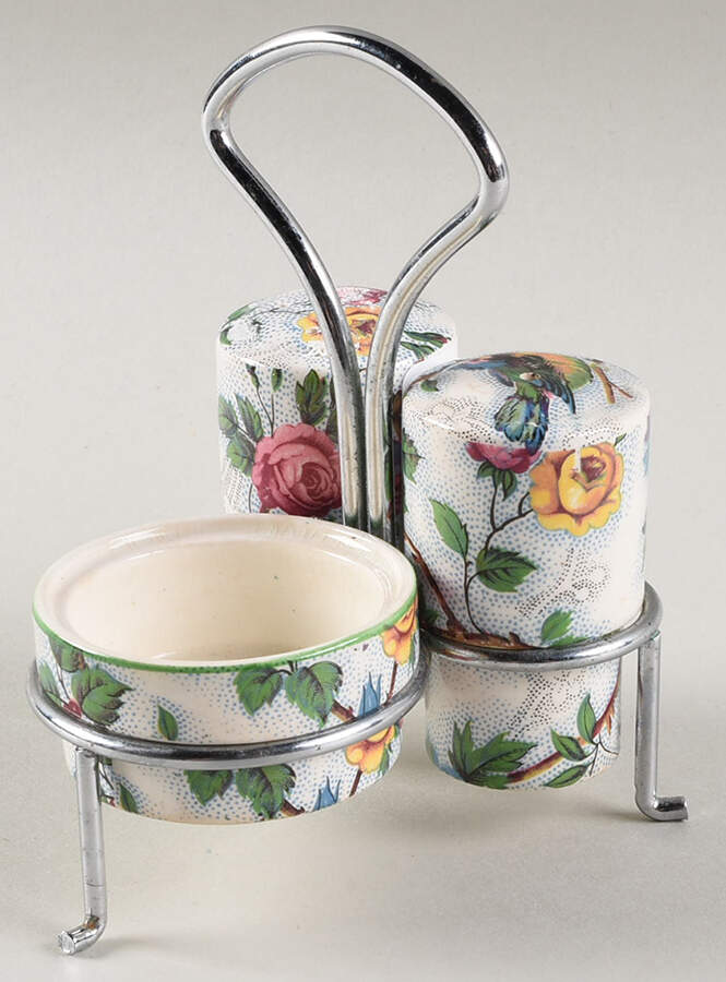 Lorna Doone Salt & Pepper, Mustard with Lid & Tray by W R Midwinter Ltd-1