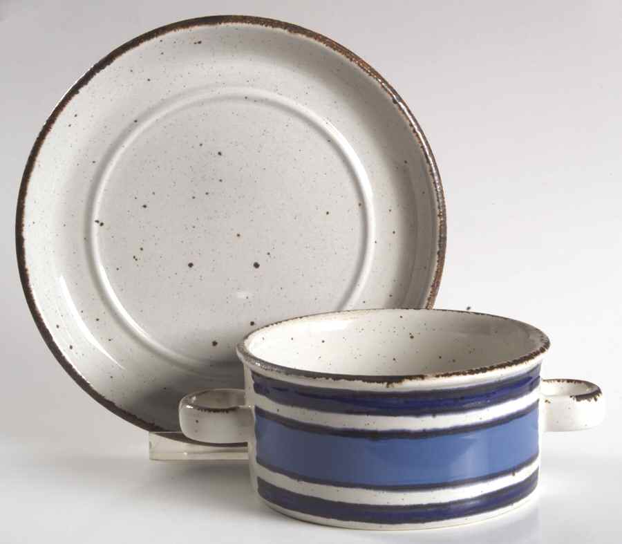 Moon Flat Cream Soup Bowl & Saucer Set by W R Midwinter Ltd-1