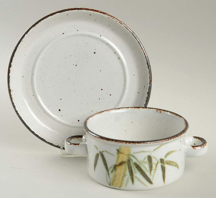 Rangoon Flat Cream Soup Bowl & Saucer Set by W R Midwinter Ltd-1