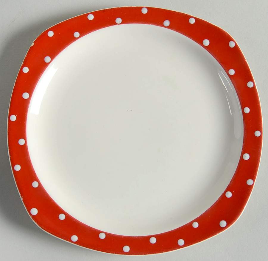 Red Domino Bread & Butter Plate by W R Midwinter Ltd-1