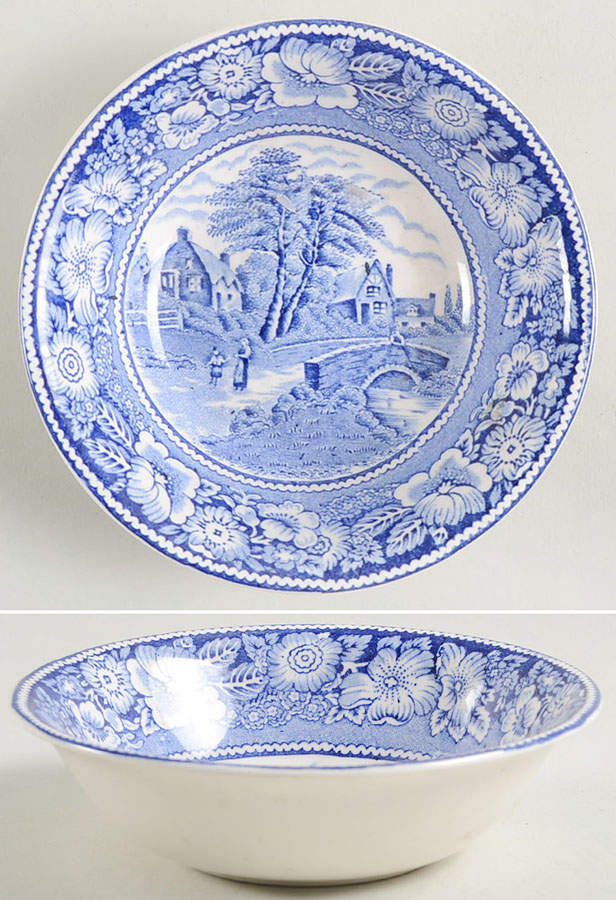 Rural England Blue Fruit/Dessert (Sauce) Bowl by W R Midwinter Ltd-1