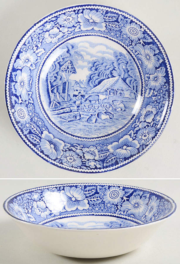 Rural England Blue Coupe Cereal Bowl by W R Midwinter Ltd-1