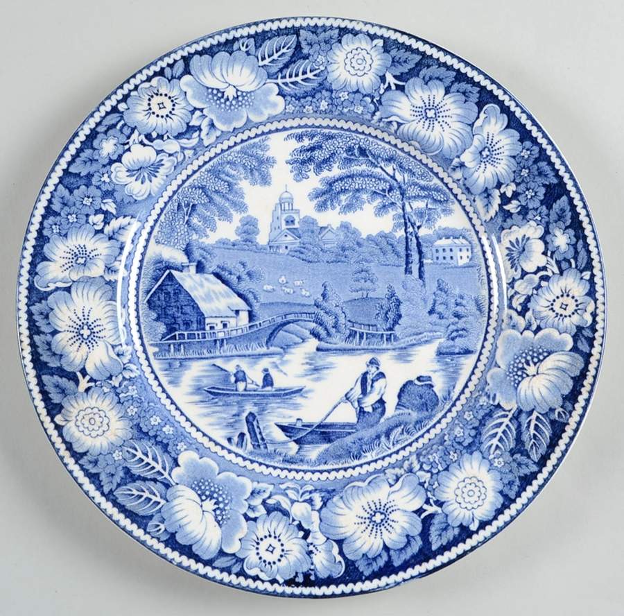 Rural England Blue Luncheon Plate by W R Midwinter Ltd-1