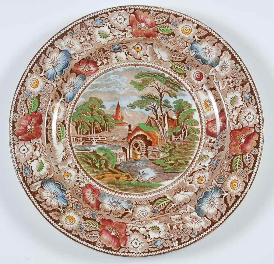 Rural England Brown Multicolor 12" Chop Plate (Round Platter) by W R Midwinter Ltd-1