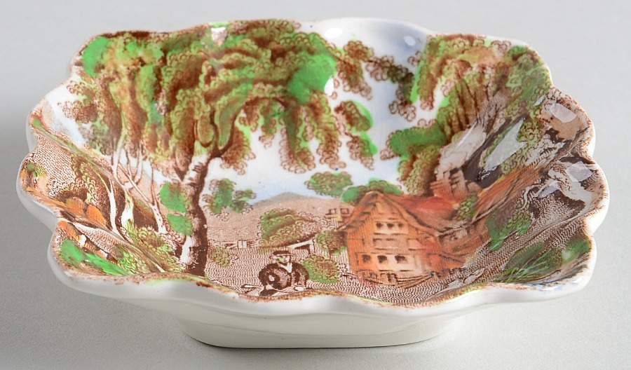 Rural England Brown Multicolor Small Ashtray by W R Midwinter Ltd-1