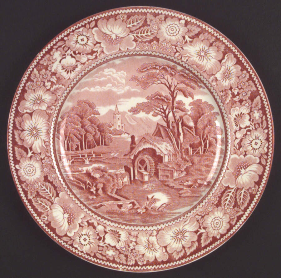 Rural England Red Dinner Plate by W R Midwinter Ltd-1