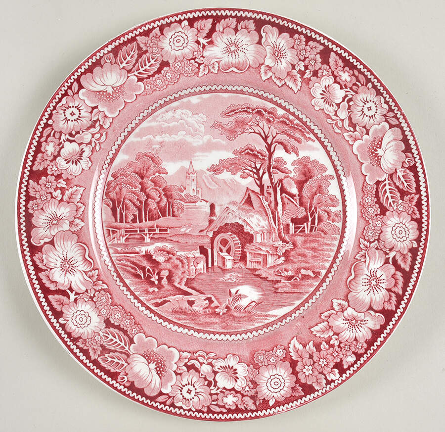 Rural England Red Dinner Plate by W R Midwinter Ltd-1