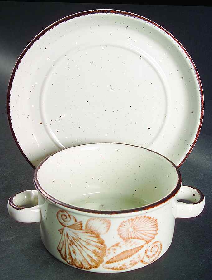 Seascape Flat Cream Soup Bowl & Saucer Set by W R Midwinter Ltd-1