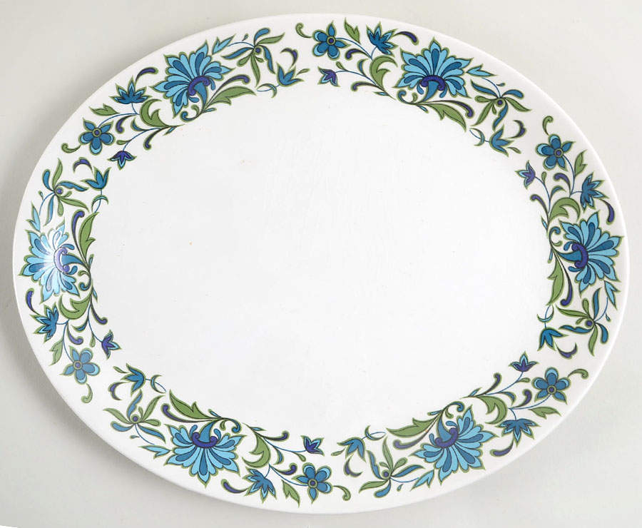 Spanish Garden (Rim) 13" Oval Serving Platter by W R Midwinter Ltd-1