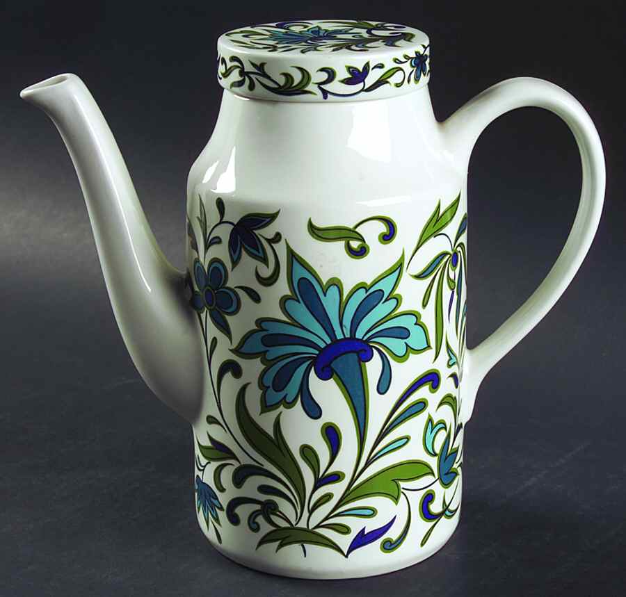 Spanish Garden (Rim) Coffee Pot & Lid by W R Midwinter Ltd-1