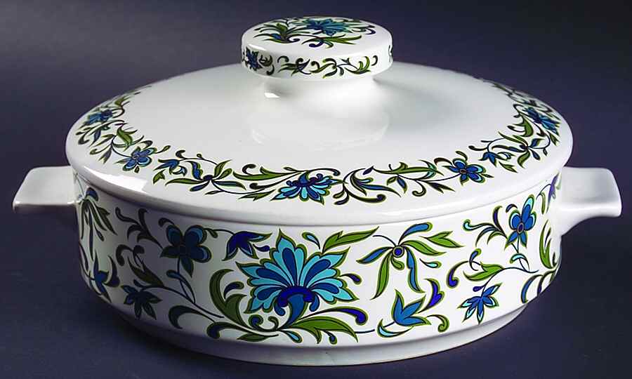 Spanish Garden (Rim) Round Covered Vegetable by W R Midwinter Ltd-1