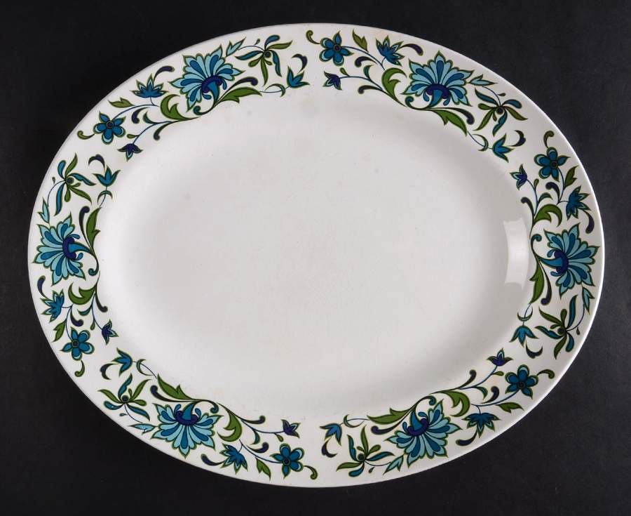 Spanish Garden (Rim) 12" Oval Serving Platter by W R Midwinter Ltd-1