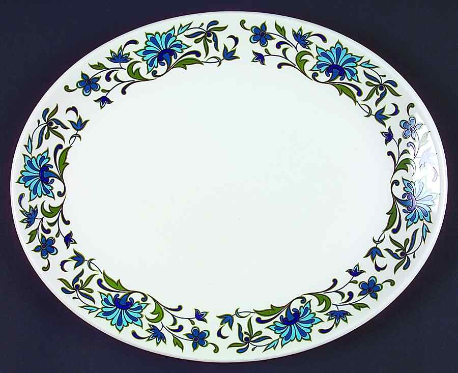 Spanish Garden (Coupe) 12" Oval Serving Platter by W R Midwinter Ltd-1