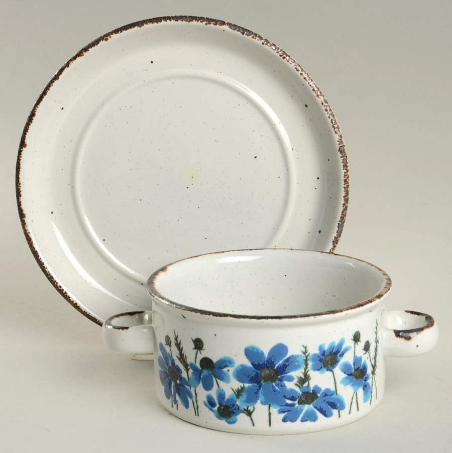 Spring Flat Cream Soup Bowl & Saucer Set by W R Midwinter Ltd-1