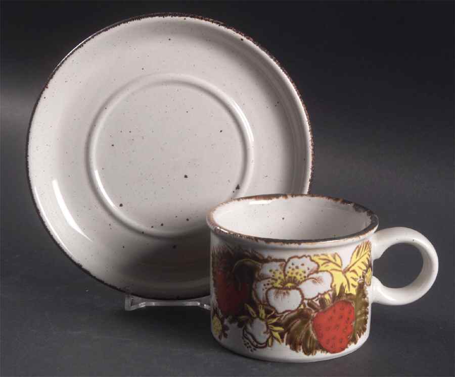 Strawberry Flat Cup & Saucer Set by W R Midwinter Ltd-1