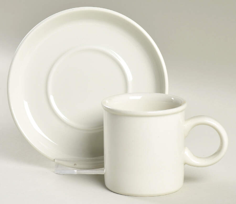 Stonehenge White Flat Demitasse Cup & Saucer Set by W R Midwinter Ltd-1