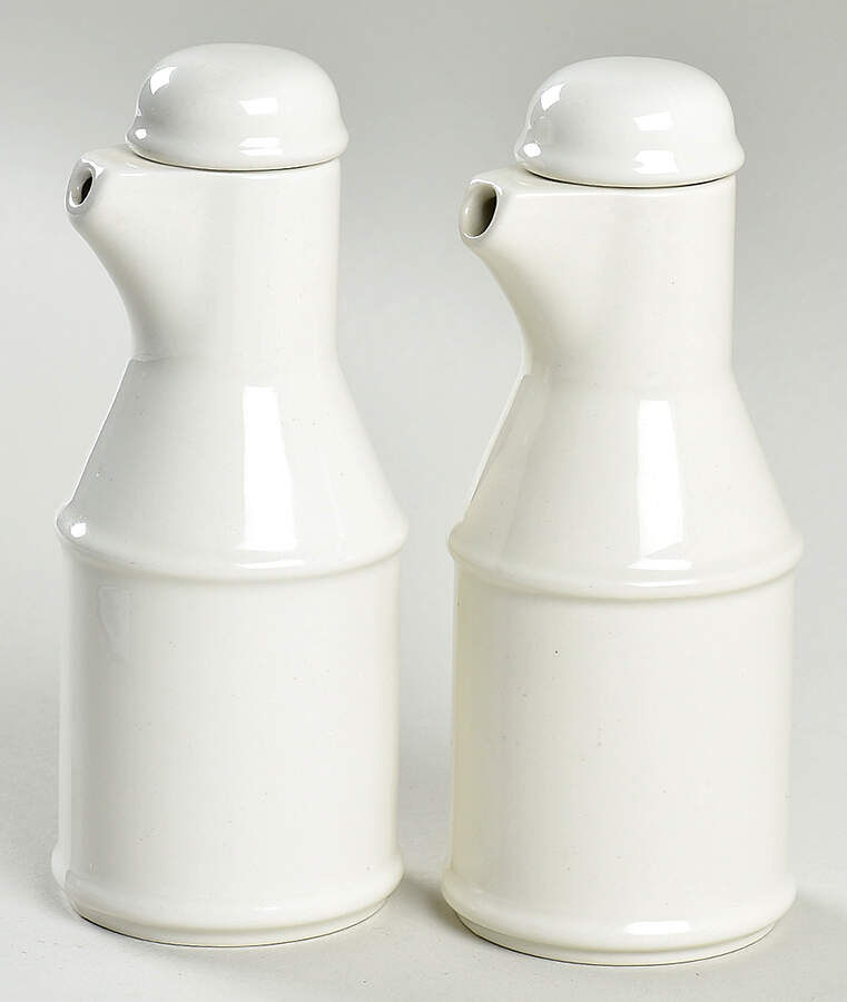 Stonehenge White Vinegar and Oil Set with Stoppers by W R Midwinter Ltd-1