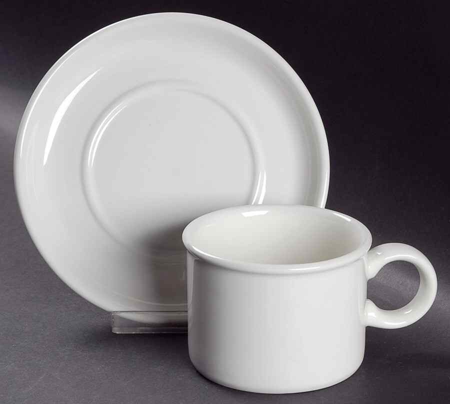 Stonehenge White Flat Cup & Saucer Set by W R Midwinter Ltd-1