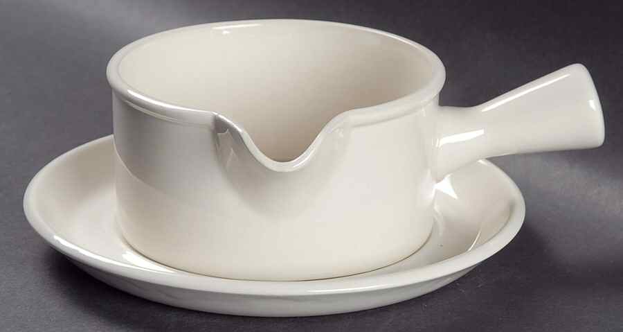 Stonehenge White Gravy Boat & Underplate by W R Midwinter Ltd-1
