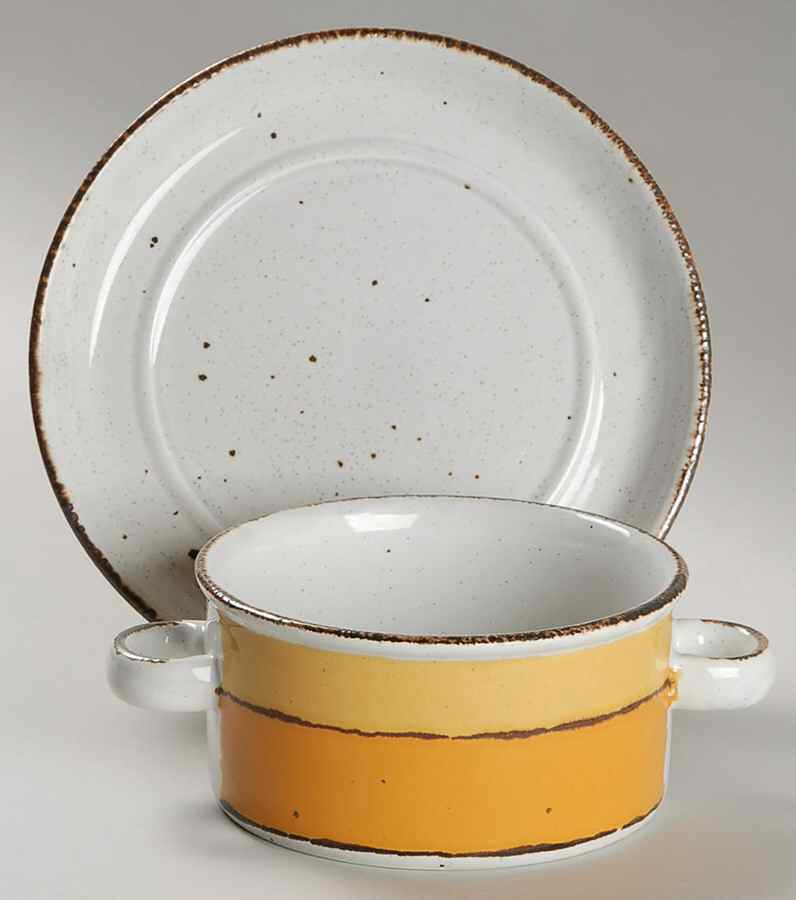 Sun Flat Cream Soup Bowl & Saucer Set by W R Midwinter Ltd-1