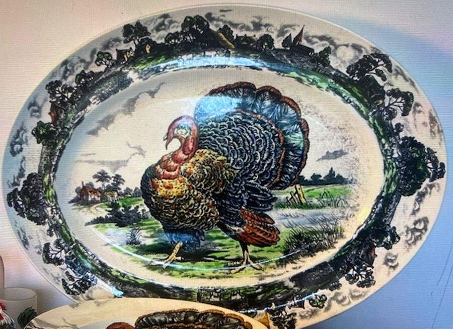 Turkey Brown Multicolor 20" Oval Serving Platter by W R Midwinter Ltd-1