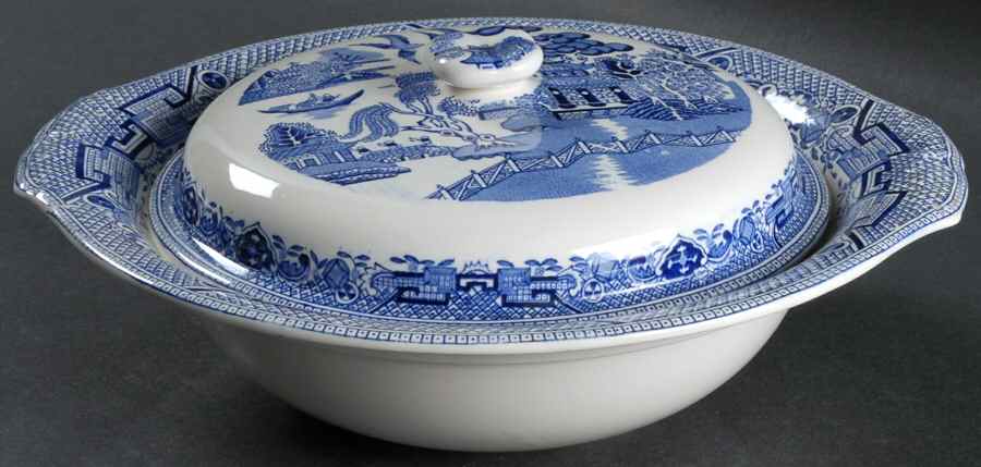 Willow Blue Round Covered Vegetable by W R Midwinter Ltd-1
