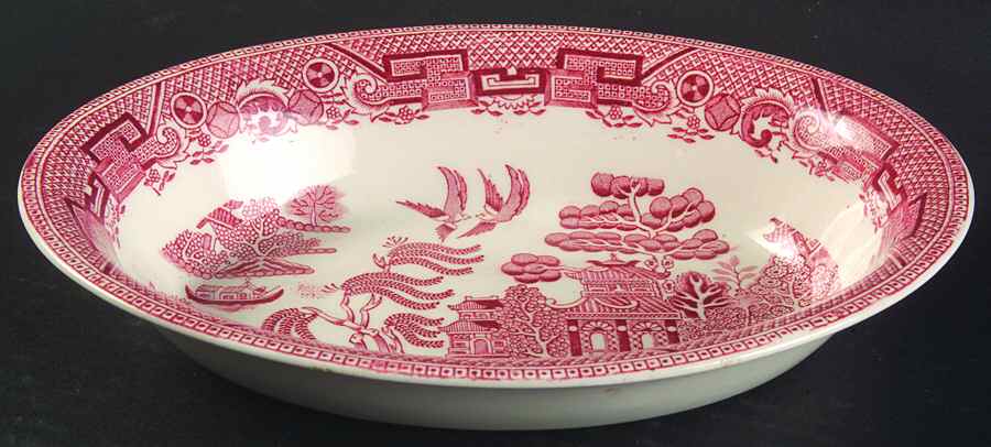 Willow Red (Smooth) 8" Oval Vegetable Bowl by W R Midwinter Ltd-1