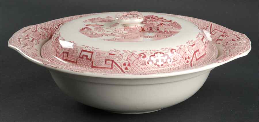 Willow Red (Smooth) Round Covered Vegetable by W R Midwinter Ltd-1