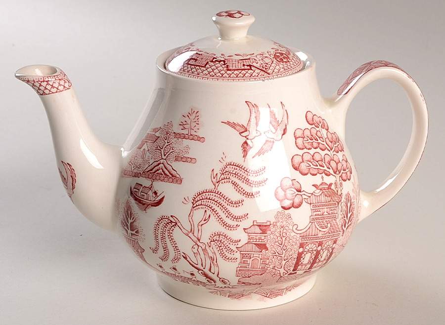 Willow Red (Smooth) Small Teapot & Lid by W R Midwinter Ltd-1