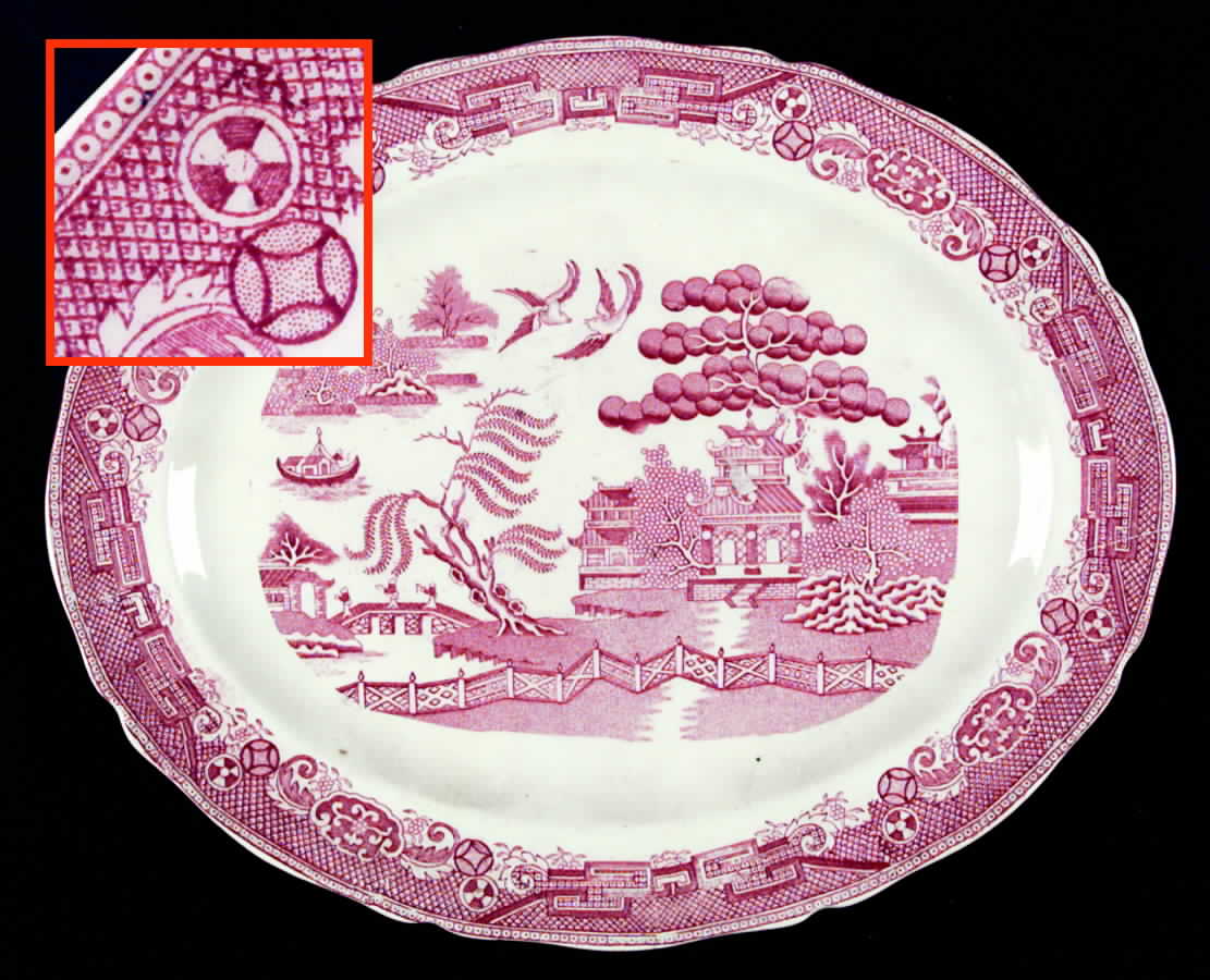 Willow Red (Scalloped) 14" Oval Serving Platter by W R Midwinter Ltd-1