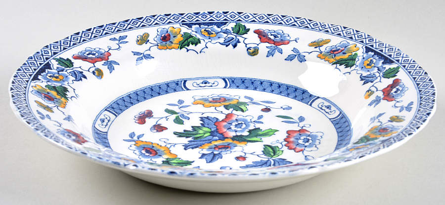 Windsor Blue Multicolor Rim Soup Bowl by W R Midwinter Ltd-1