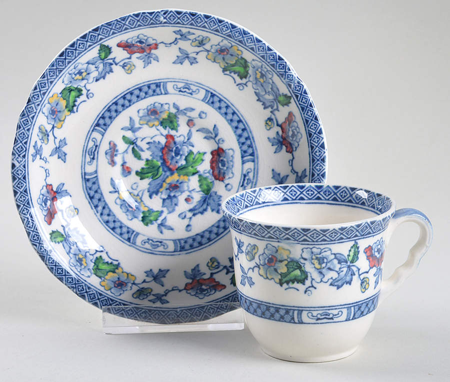 Windsor Blue Multicolor Flat Demitasse Cup & Saucer Set by W R Midwinter Ltd-1