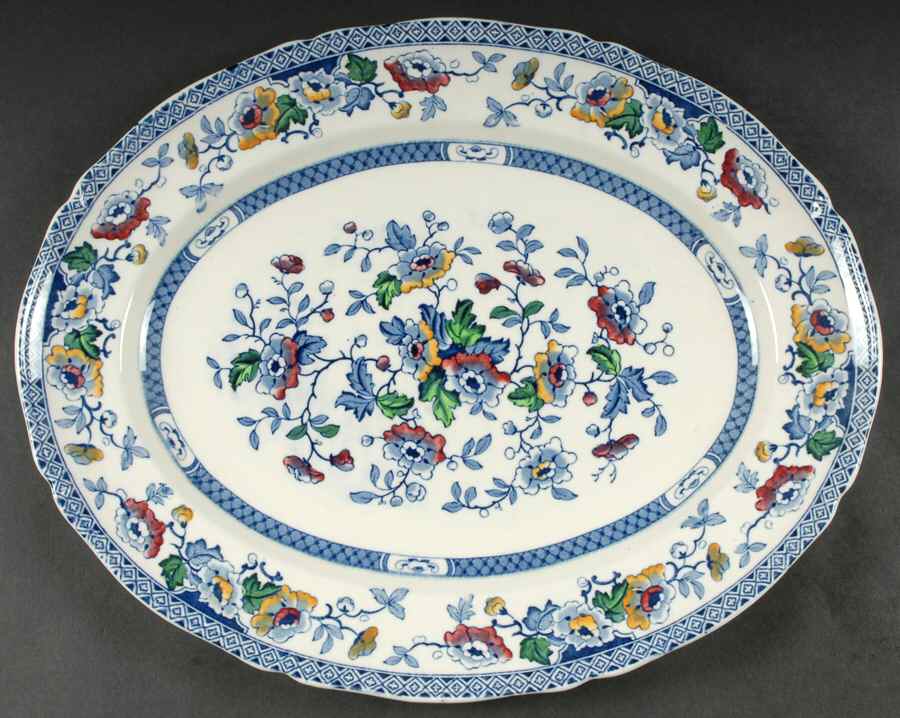 Windsor Blue Multicolor 16" Oval Serving Platter by W R Midwinter Ltd-1