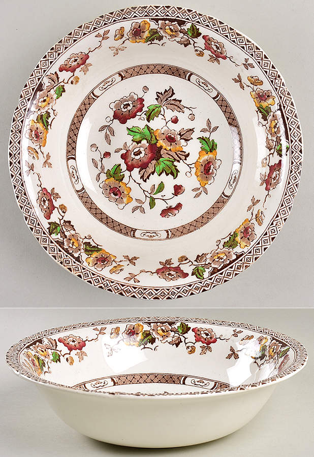 Windsor Brown Multicolor 9" Round Vegetable Bowl by W R Midwinter Ltd-1