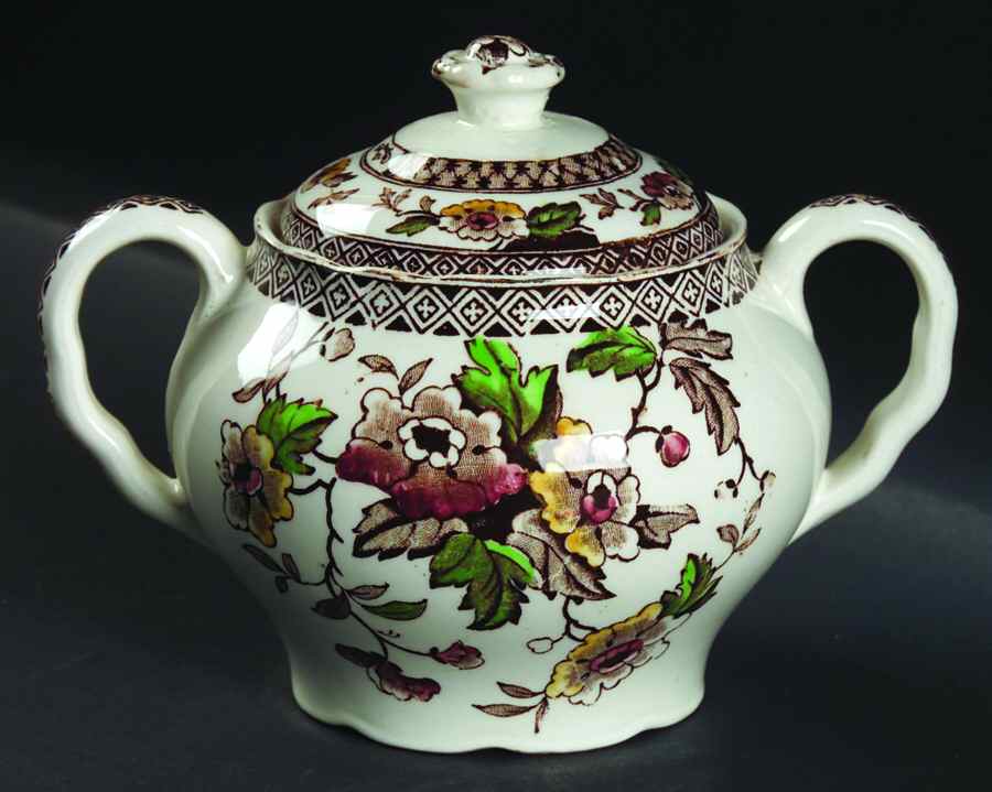 Windsor Brown Multicolor Sugar Bowl & Lid by W R Midwinter Ltd-1