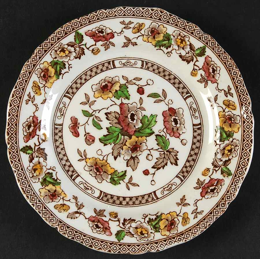 Windsor Brown Multicolor Bread & Butter Plate by W R Midwinter Ltd-1