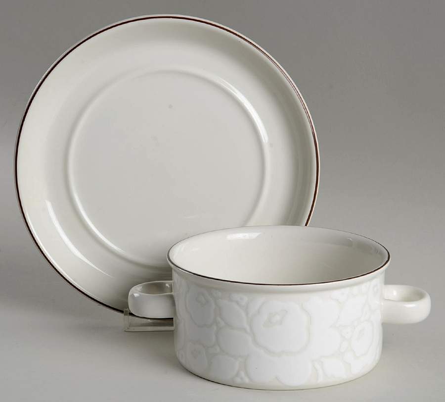 Winter Flat Cream Soup Bowl & Saucer Set by W R Midwinter Ltd-1