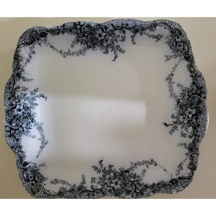 Albemarle-Medway Blue (Transferware) Square Handled Cake Plate by Alfred Meakin-1